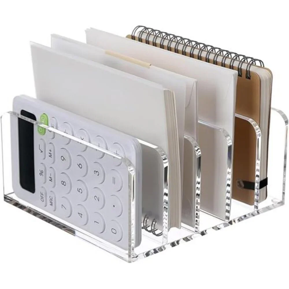 Clear Desktop File Organizer 5 Compartments Acrylic Office Document Mail Holder